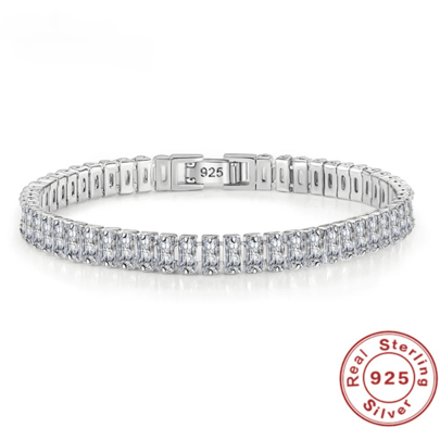 Pulsera de zirconia de plata de ley 925, diseñada para hombres y mujeres, artesanía personalizada simple, regalo de cumpleaños para la novia, uso diario