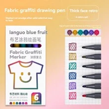Juego de 6 colores de marcadores textiles de tela, a prueba de agua y permanentes, con punta fina para pintar a mano textiles, camisetas, etc. Ideal para manualidades y regreso a clases