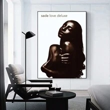 1 pieza, Arte de pared con lujo "Sade-Love", Jazz musical vibrante ideal para decoración de fiesta de soltero, estilo elegante, póster vintage de álbumes pop de los 90, pintura de lienzo minimalista, apropiado para decoración del hogar, carrito de bar, cafetería, patio, regalo de cumpleaños, sala de estar, dormitorio, oficina en casa, baño, el regalo perfecto para tus amigos, decoración de paredes, 20*28 pulgadas, sin marco