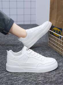 Giày thể thao vải bố thường ngày cho nam, giày thể thao cổ thấp thoáng khí - trắng - Xem 1