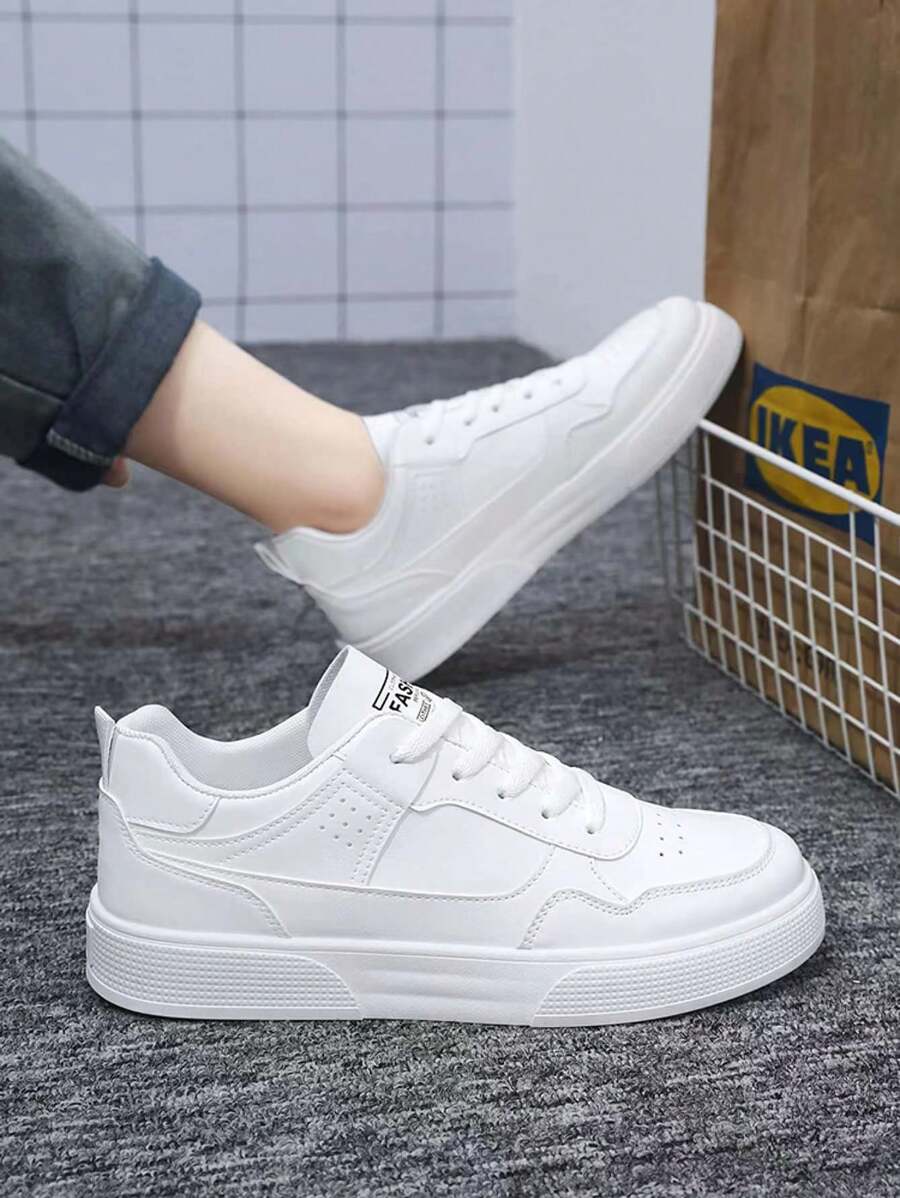 Giày thể thao vải bố thường ngày cho nam, giày thể thao cổ thấp thoáng khí - trắng - Xem 1