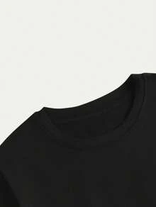 Men's Cotton T-Shirt Ship Text Premium Comfort Printed Breathable Soft Summer - 黑色 - 查看 2