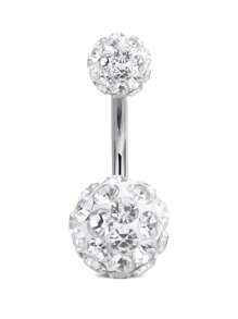 CIZME 14G Belly Button Rings Stainless Steel Colorful CZ Navel Barbell Stud Body Piercing, Belly Button Rings For Women Navel Rings CZ Body Piercing, Belly Button Ring Belly Rings For Women Belly Button Rings Belly Piercing Silver Navel Rings For Women - Clay Balls - View 16