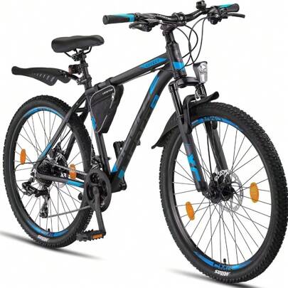 Licorne Bikes Licorne Bike Effect Premium Mountain Bike 26 Inch Wheels Black And Orange   Bicycle For Boys, Girls, Men And Women  21 Gear Speed   Front Suspension Mountain Bike