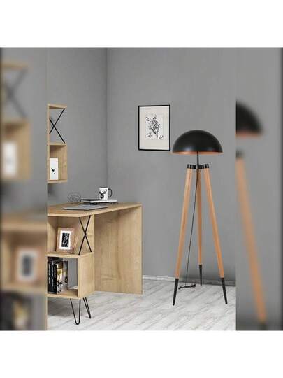 Well Home Vloer Lamp Hornbeam Body, Zwart Oak, Tanganica Collection, 48x48x165, 27 Socket Max 60 W. Free Shipping In 24/48h view 3