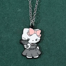 Sanrio 1pc Sanrio "I'm Not Easy To Mess With" Série Pingente Colar - Berloque de Desenho Animado de Natal, Material de Liga, Adequado para Uso Diário e Festa, Presente de Aniversário e Natal