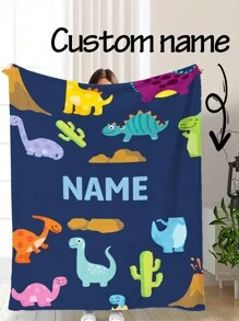 Children's Dinosaur Blanket Suitable For Boys And Girls Room Decoration Personalized Cute Toddler Blanket Dinosaur Birthday Gift Toy Back To School Winter Gift Ideas Boy Girl Valentine's Day, Multi-Functional, Ornamental, Letter, Stylish, Modern, Colorful, Kawaii, Adorable, Cute, Casual, Custom, Personalized, Unique, Customized, Son, Daughter - Dinosaur Park - View 1