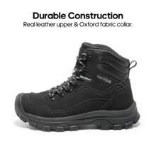 Women Outdoor Leather Hiking Boots Autumn Winter Ankle Boots Waterproof For Trekking Camping Trail Backpacking Shock-Absorbent & Slip-Resistant Shoes - 黑色 - 查看 7
