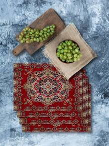 4pcs Linen Placemat, Coasters & Plate Mat Set, Holiday Decorative Tableware - Multicolor - View 20