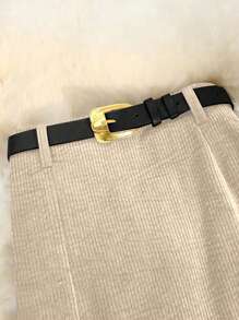 Falda A-Line de pana de cintura alta, estilo casual y versátil, con diseño de cintura elástica estilizante, elegante y sofisticada, adecuada para otoño/invierno