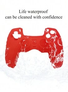 1 Vỏ bảo vệ bằng silicon cho bộ điều khiển PlayStation 5, chống trượt, chống trầy xước, thiết kế chống mồ hôi để tăng cường cảm giác chơi trò chơi, có lỗ mở ở phía dưới để kết nối đế sạc - Đỏ - Xem 5