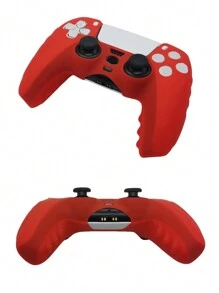 1 Vỏ bảo vệ bằng silicon cho bộ điều khiển PlayStation 5, chống trượt, chống trầy xước, thiết kế chống mồ hôi để tăng cường cảm giác chơi trò chơi, có lỗ mở ở phía dưới để kết nối đế sạc - Đỏ - Xem 3