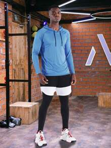 Cadmus Boyfriend Style Men's Hoodies Pullover Quick Dry Hooded Sweatshirt Breathable Long Sleeve Running Sports Gym Top UPF 50+ SunProtection Fishing T Shirt - Blue - View 2