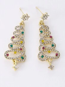 1 Paar farbenfrohe Weihnachtsbaum- und Quasten-Hängeohrringe im Weihnachtsstil, ausgefallene lange stilvolle Ohrringe mit glänzendem Sterndekor, Weihnachtsgeschenk