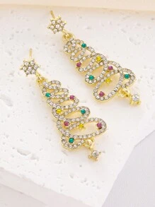 1 Paar farbenfrohe Weihnachtsbaum- und Quasten-Hängeohrringe im Weihnachtsstil, ausgefallene lange stilvolle Ohrringe mit glänzendem Sterndekor, Weihnachtsgeschenk