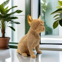 1 pieza Exquisita estatua de resina de Bulldog Francés, Lindo cachorro sentado figura, Decoración del hogar, Accesorio para escritorio/estantería/mesa de comedor, Regalo ideal para amantes de los perros, Regalo de cumpleaños/graduación - Multicolor - Ver 11