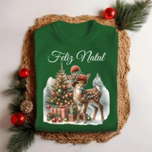 Unisex Christmas Bambi T-Shirt Personalized Elegant Premium Fabric Christmas Party - màu đen - Xem 3