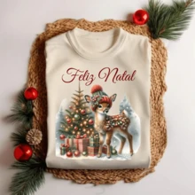 Unisex Christmas Bambi T-Shirt Personalized Elegant Premium Fabric Christmas Party - màu đen - Xem 6