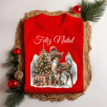 Unisex Christmas Bambi T-Shirt Personalized Elegant Premium Fabric Christmas Party - màu đen - Xem 2