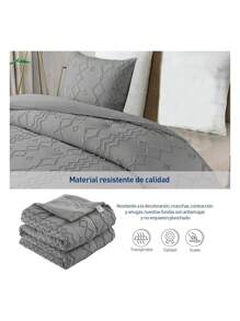 Juego de Funda Duvet King  Forma de Líneas. Solo Cubierta de Edredón con Cierre de Botones, Incluye 2 Fundas de Almohada. Bluelander. - Gris - Ver 4