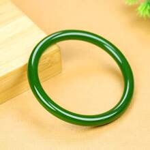 1 件翡翠手镯，圆形绿色，男女通用情侣设计，适合仪式和节日礼物 - 綠色 - 查看 6
