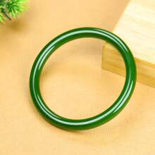 1 件翡翠手镯，圆形绿色，男女通用情侣设计，适合仪式和节日礼物 - 綠色 - 查看 5