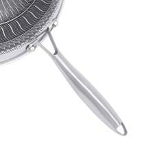 Non Stick Double Sided Honeycomb Cooking Frying Wok Pan With Lid Stainless Steel - 灰色 - 查看 6