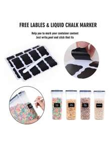 Asnews 4pcs Airtight Food Storage Container With Lid And Stickers, Biscuit Tea Candy Can, Pet Snack Can, Kitchen Pantry Organization And Storage, Dry Food Canisters For Cereal, Pasta, Flour, Sugar, Food Preservation Bottle, Home Kitchen Supplies - 透明的 - 查看 8