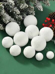 30/12pcs/Set,6pcs L, M, S Foam Christmas Decorative Ball With Lanyard, Winter, Spring Foam Round Decorative Ball, Suitable For Holiday Decoration, Home Decoration, Thanksgiving Day, Wedding, Birthday Party, Party Decoration Props, Decorative Pommel, Christmas (No Power Decoration) - Multicolor - View 12