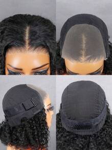 Wear & Go 6x4 Transparent Lace Glueless Kinky Curly Bob Wig 180% Density 8-14 Inch Lace Closure Wigs Natural Black Pre-Plucked & Pre-Cut Daily Use Stylish Beginner Friendly