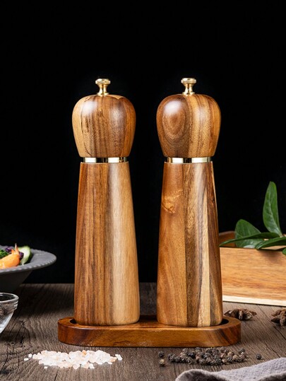 1pc/2pcs/3pcs Rosewood Pepper Grinders, Hand Operated Black Pepper Mill Bottle For Home Kitchen, Freshly Ground Rose Salt Condiment Jars
