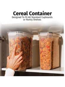 Asnews 4pcs Airtight Food Storage Container With Lid And Stickers, Biscuit Tea Candy Can, Pet Snack Can, Kitchen Pantry Organization And Storage, Dry Food Canisters For Cereal, Pasta, Flour, Sugar, Food Preservation Bottle, Home Kitchen Supplies - 透明的 - 查看 7