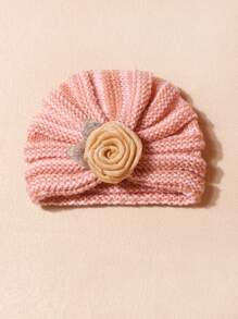 2 件套婴儿花朵针织帽套装，适合秋冬季日常搭配和节日活动 - 0-2Y - 查看 5