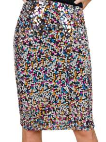 Women's High Waist Sparkly Sequins Midi Skirt Pencil Cocktail Party Skirt - Nhiều màu - Xem 2