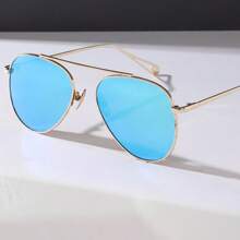 1 cặp kính thời trang gọng kim loại hình con ếch màu gradient PC cổ điển (Polycarbonate), Unisex, phù hợp cho trang phục dạo phố, đám cưới, tiệc tùng, kỳ nghỉ, lái xe, đi bộ đường dài, cũng là lựa chọn hàng đầu để làm quà tặng - Vàng - Xem 7