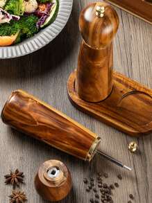 1 件/2 件/3 件玫瑰木胡椒研磨器，家庭厨房手动黑胡椒研磨瓶，新鲜研磨玫瑰盐调味品罐 - 棕色 - 查看 6