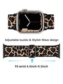 Dây đeo nylon co giãn họa tiết da báo, tương thích với Apple Watch 38mm 40mm 41mm 42mm 44mm 46mm 49mm, dành cho cả nam và nữ. Dây đeo thể thao đơn giản, mềm mại, có thể điều chỉnh, tương thích với Apple Watch Series Ultra SE 11/10/9/8/7/6/5/4/3/2/1. - Họa tiết báo vàng - Xem 9