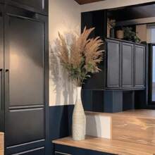 1pc Nordic Modern Minimalist White Floor Vase, Elegant Pampas Grass Floor Vase, Boho Tall Striped Decorative Bottle, Suitable For Living Room, Office, Entryway, Fireplace, Doorway Decor, Multi-Functional Decorative Flower Vase, Large Home Decor, Christmas Gift, Holiday & Birthday Gift Room Decor Glass Vase