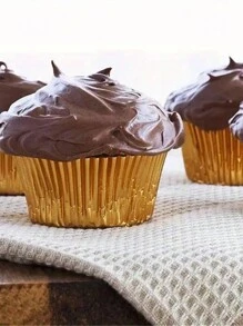 100pcs Aluminum Foil Cupcake Liners, Baking Cups, Heat Resistant Paper Cups, Suitable For Holidays Party & Home Use, Gold/Silver/Rose Gold, Wedding And Birthday Supplies, Home And Party Decorations - Multicolor - View 4