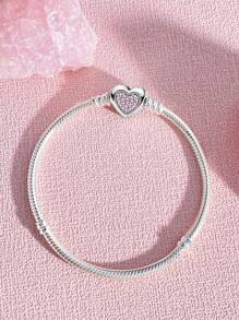 1 件迷人 16-22 厘米真粉色心形珠蛇骨手链 适合女友礼物 精美女士珠宝 - 粉紅色愛心基礎鏈 - 查看 6