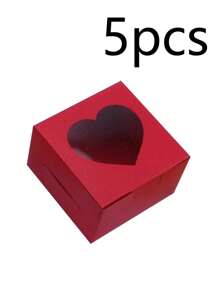 5pcs/10pcs Valentine's Day Macaroon Bakery Box, Dessert Box With Window, Cookie Box, Small Snack Box, Mini Cake Box, Suitable For Sweets, Strawberry, Pastry, Candy Packaging