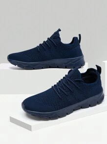 أحذية رياضية مريحة للرجال، أحذية جري على الطرقات عصرية، أحذية رياضية منفذة للهواء، أحذية للمشي في الأماكن المفتوحة مقاومة للانزلاق، أحذية كاجوال باللون الداكن/الأزرق