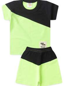 Ame Kids Boy's Half-Knit Blouse And Shorts Set - 軍綠色 - 查看 1