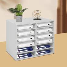 Desktop Literature Organizer Office File Sorter Mail Center Magazine Holder Paper Cabinet With Adjustable Shelves Mailbox For Office Home School Classroom Shelves, 12 Slots, White