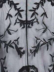Womens Long Embroidered Lace Kimono Cardigan With Half Sleeves - Black - View 7