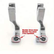 1 件 T69 可调节隐形拉链压脚，带凹槽，全套缝纫机附件，适用于针织和工艺品 - 银灰色 - 銀色 - 查看 6