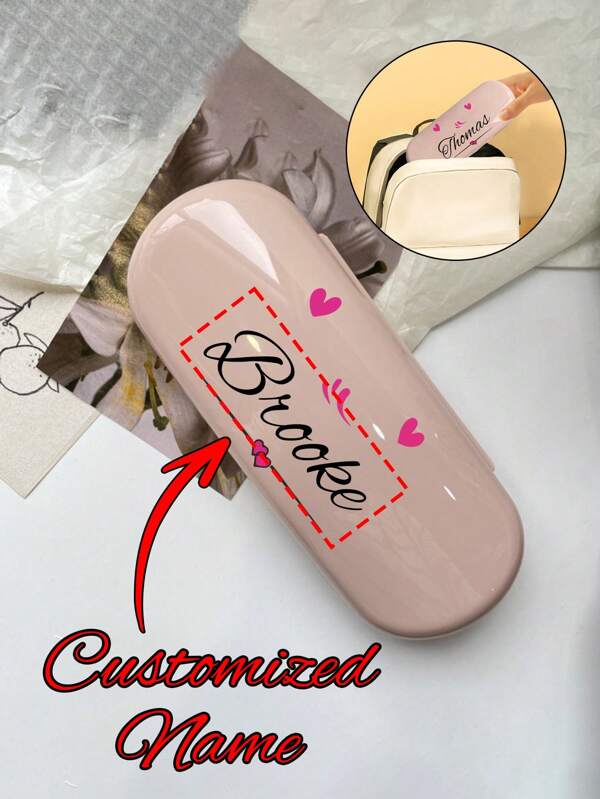 1pc Customized Name Glasses Case, Personalized Glasses Box, Custom Glasses Box Anniversary Gift, Personalized Travel Accessories,Valentine Gift, Birthday Gift, Wedding Gift, Mother'S Day Gift, Best Friend Gift, Gift For Mom, Gift For Girlfriend, Gift For Her, Gift For Wife