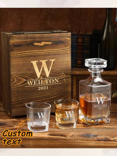 1 pieza Juego de vasos de whisky personalizados con caja de madera, juego de piedras de whisky, regalo para padrinos de boda, mejor regalo para el hombre, regalo para novio, regalo de cumpleaños y Navidad