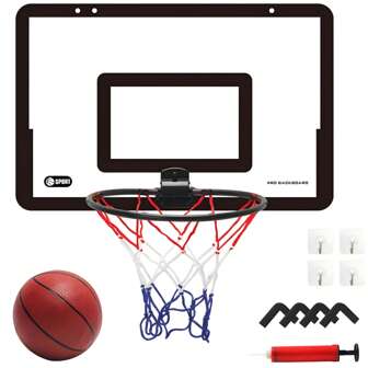 1 Set Mini Aro de Baloncesto con Tablero de PVC, Aro, Balón y 4 Ganchos - Aro de Baloncesto y Canastas de Baloncesto