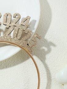 1 件香槟色“再见 2024 你好 2025”闪亮字母头带，新年派对热门单品 - 香檳色 - 查看 2